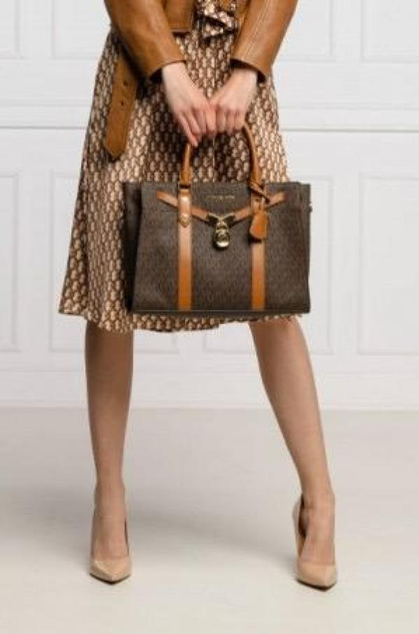 Michael Kors MK Nouveau Hamilton Large Satchel Bag With Dust Bag Coffee Brown