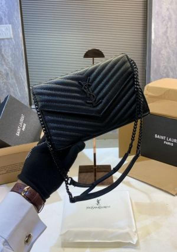 YSL SAINT LAURENT COLLEGE MEDIUM CHAIN BAG khaki dubble box packing