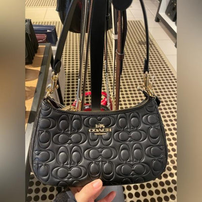 Coach terry embossed pink shoulder bag with box premium quality