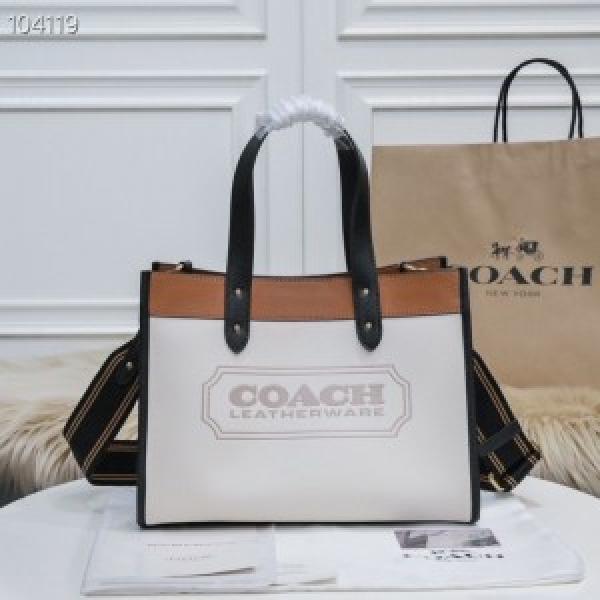 Printed Leather Coach field tote bag with og box