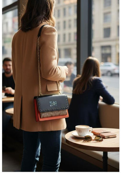 coach Klare Crossbody In Blocked Signature Canvas With box