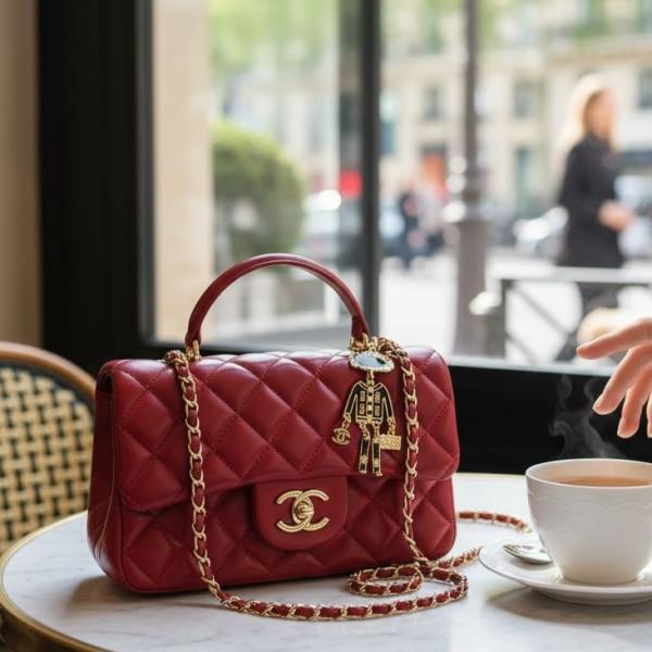 Chanel quilted cc crush mini flap black purse with Folding box