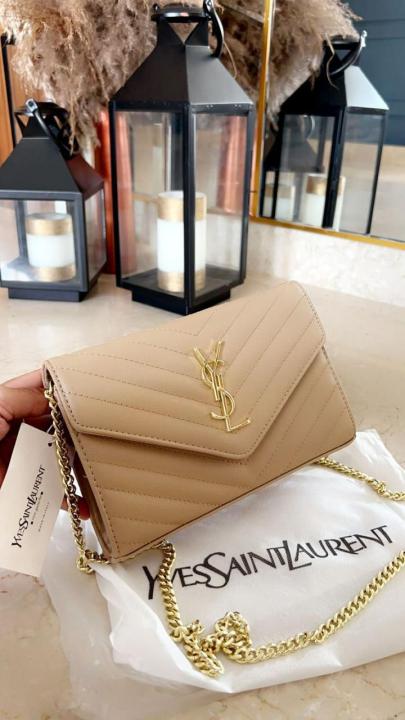 YSL SAINT LAURENT Grain De Poudre Matelasse Chevron Medium Monogram Satchel with box