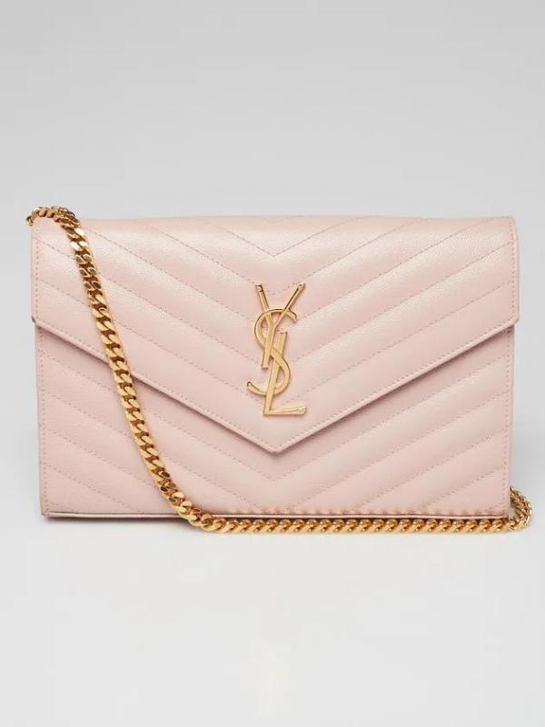 YSL SAINT LAURENT Grain De Poudre Matelasse Chevron Medium Monogram Satchel with box