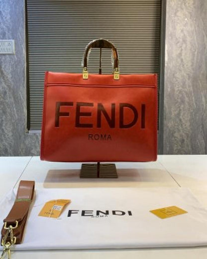 fendi roma plain ladies trendy leather handbag big size