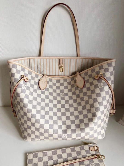 LOUIIS VUTTION NEVERFULL chex PATTERN PREMIUM QUALITY WITH OG BOX