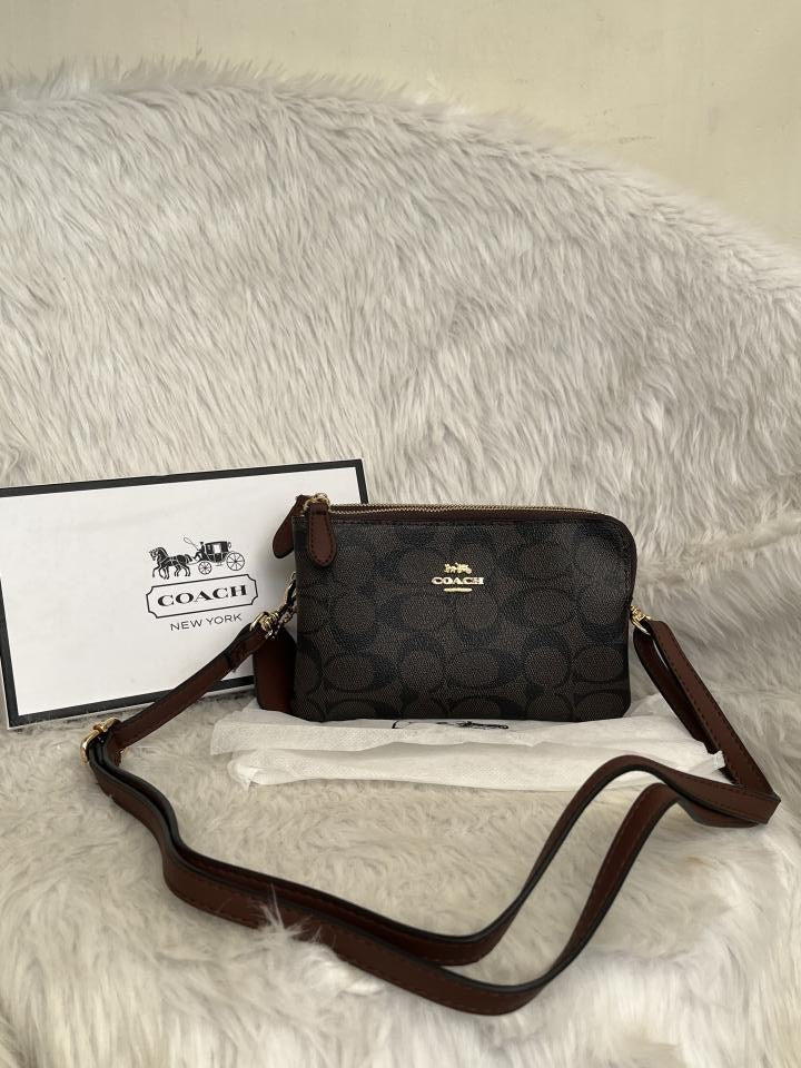 Coacch Dual Zip Wristlet Sling Bag With Original Box &amp; Dustcover Packingh