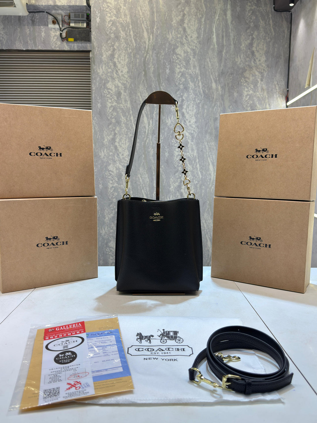 Coach mollie signature bucket bag with extra long sling and carry bag