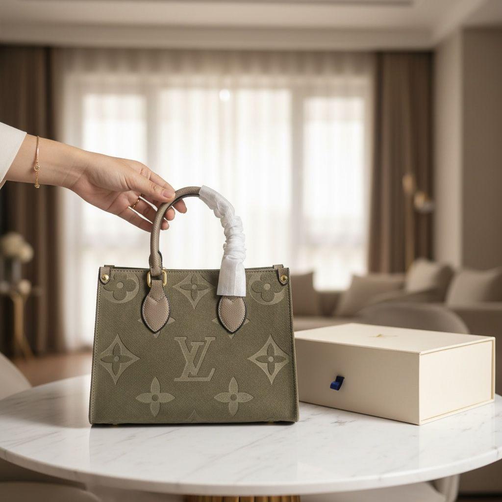 Louiis Vuittion On The Go Medium Tote Bag With Box Dustbag Bill