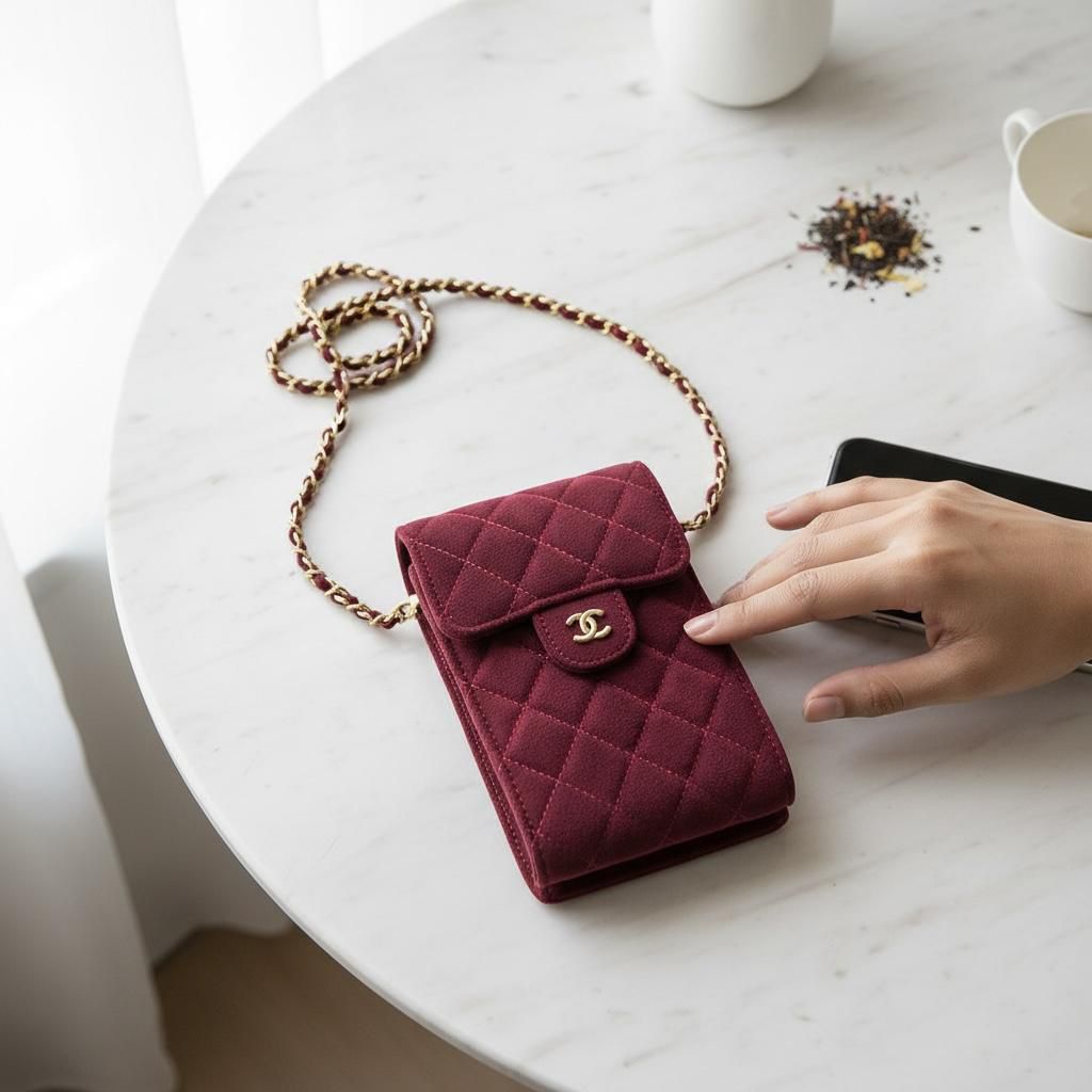 Chaanel mobile holder cum sling bag with box