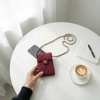 Chaanel mobile holder cum sling bag with box