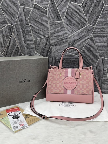 Coaach dempsey carryall signature jacquard stripe and patch with box