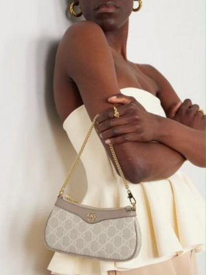 Guccii Ophidia Mini Canvas Chain Shoulder Bag With Double Box