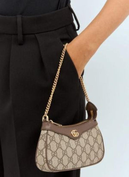 Guccii Ophidia Mini Canvas Chain Shoulder Bag With Double Box