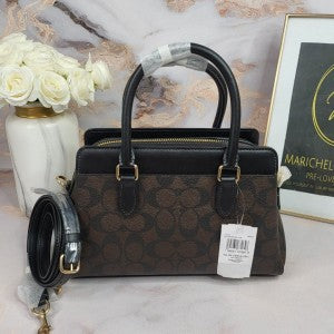 Coaach mini carryall in signature chambray bag with box