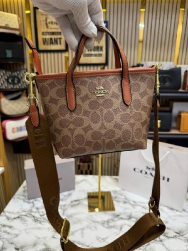 Coacch city mini tote bag in signature canvas bag with box premium quality