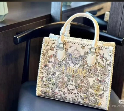 CHRIISTIAN DIORR BRAIDED TOTE BAG WITH BOX